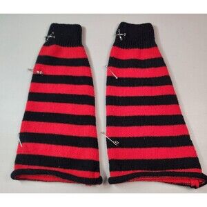 Hot Topic Red/Black Striped Safety Pinned EMO Goth Grunge Leg Warmers One Size
